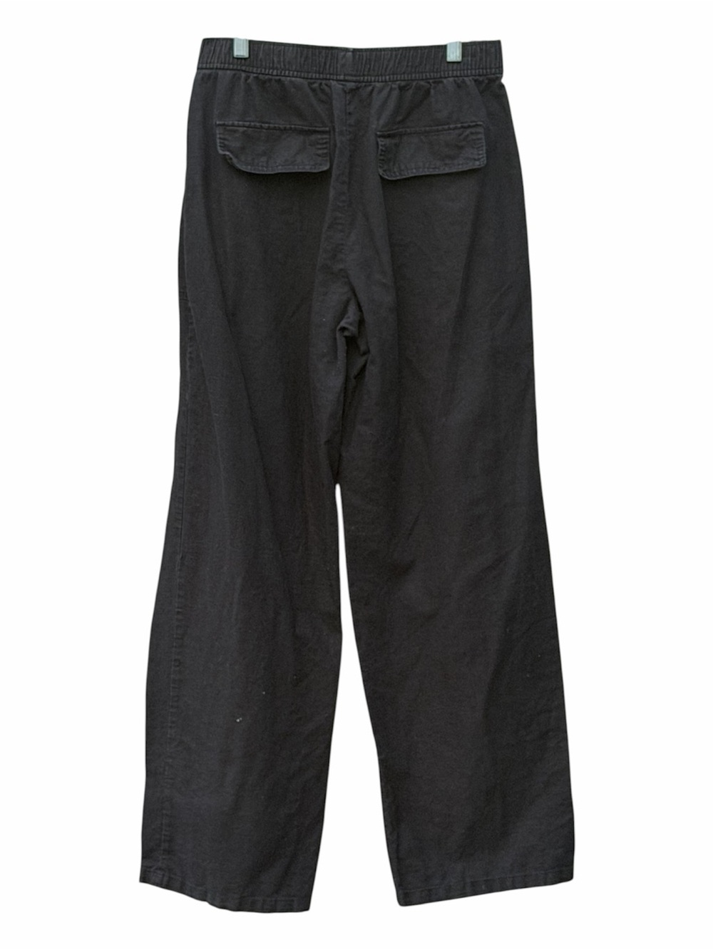 Zara Wide-Leg Black Women's Pants Elastic Waist- Cotton/linen-pockets-Tall/Small - Picture 3 of 12